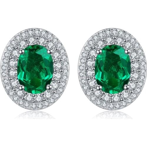 2021 New Design Exquisite Unique 925 Sterling Silver Green Lab Grown Emerald Earring Hot-selling Wedding Jewelry