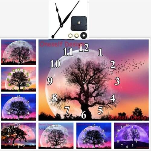 2022 5d diamond painting with Mechanical clock tree 5d diamond embroidery clock diamond mosaic sale home decortion wall sticker