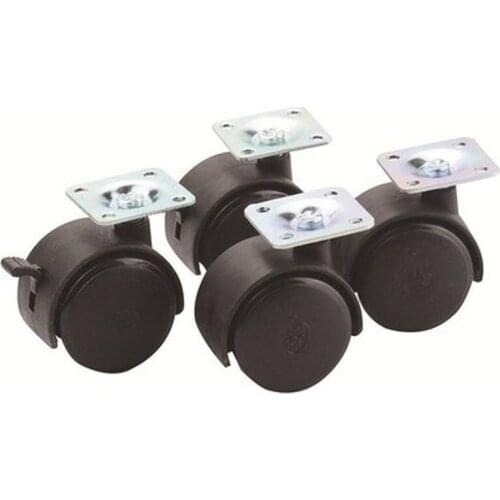 4pcs Black Chair Wheel Furniture Caster Plate Swivel Castor WheelsPlate Swivel Replace Hardware Trolley Silent Brake Protection