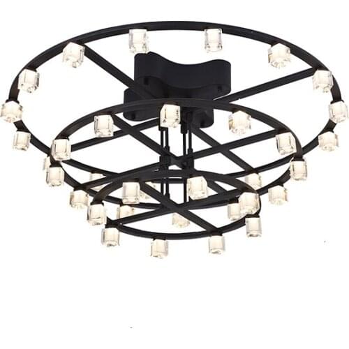 Night Club Black Color Aluminum Modern Round Luxury Led Decorative Flush Mount Fancy Ceiling Light luminaire suspendu