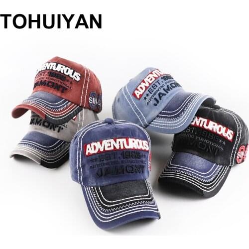 TOHUIYAN Distressed Baseball Cap For Men Summer Letters Embroidery Snapback Hat Women Fashion Cap Hip Hop Sun Cap Gorras Mujer