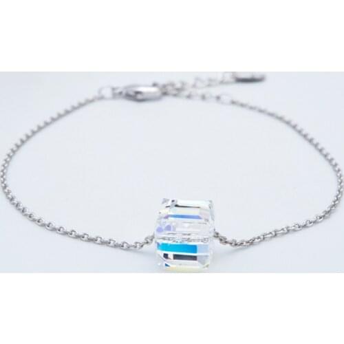 BAFFIN Simple Link Chain Bracelets Colorful Crystals From SWAROVSKI Handmade Lucky Crystals Bead Bracelet Silver Color Jewelry
