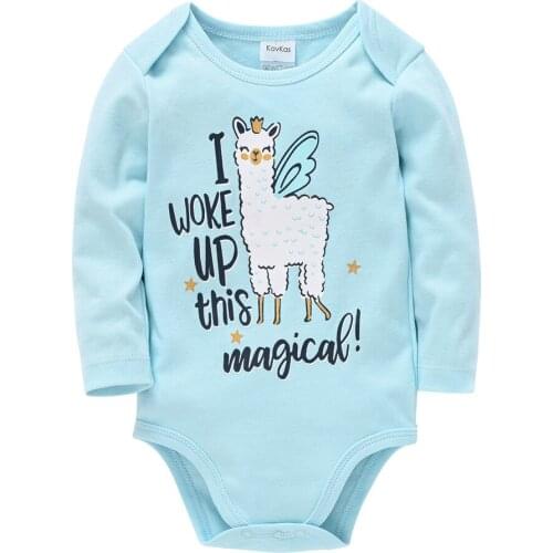 KAVKAS Cartoon Baby Girl Bodysuit Alpaca Design Newborn Long Sleeve Body bebe Clothes 100% Cotton Infant 0-12 Months Costume