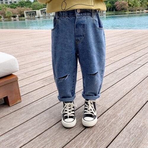 Blue Hole Spring Autumn Jeans Pants Boys Kids Trousers Children Clothing Teenagers Formal Outdoor High Quality