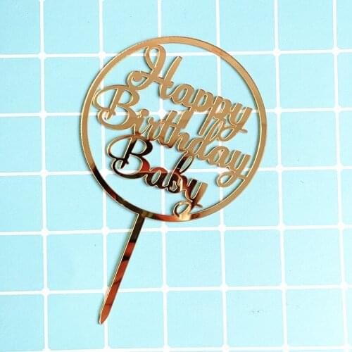 Ins Round Happy Birthday Cake Topper Acrylic Letter Cake Toppers Party Supplies Happy Birthday Black Cake Decorations Boy