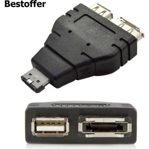 Computer Cables eSATAp (Power Over eSATA) Male Combo to USB 2.0 A Female + eSATA Female Adapter