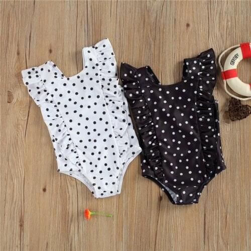 Summer Girls Polka Dot One-piece Swimsuit One Piece Bikini Sleeveless Swimwear Children Girls Bathing Suit Beach Wear