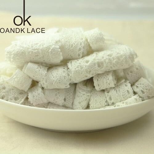 Hot Sale 1cm-5cm 30 yard Cotton lace fabric DIY Roll Ribbon Knit Adhesive Tape Sticker Craft Decoration Fabric dentelle