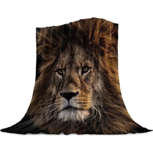 Animal Lion In The Dark Printed Flannel Throw Blanket Quilts Keep Warm Sofa Child Blanket Home Textiles Family Gift