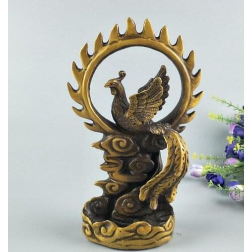 Copper Statue Exquisite home decoration, old fire phoenix handicraft decoration