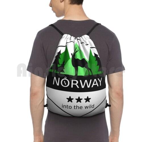Norway Into The Wild Backpack Drawstring Bag Riding Climbing Gym Bag Wild Into The Wild Norway Norwegian Nature Fjords Fjord