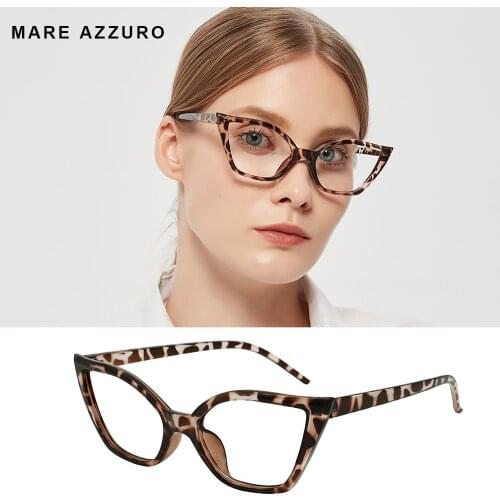 Reading Glasses For Women Oversized Prescription Magnifying Eyeglasses Frames Cat Eye Decorative Eyewear Trendy Retro MAREAZZURO