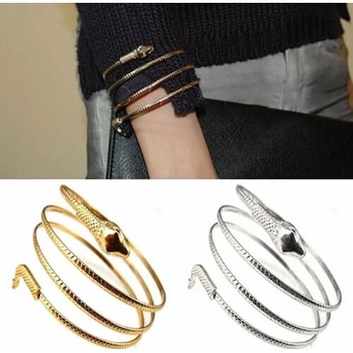 Punk Coiled Snake Multi-Layer Spiral Open Bangle Bracelet Armband Bangle Men Women Wristband Bracelets