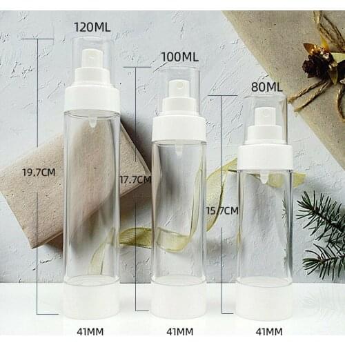 100pcs 80ml 100ml 120ml Empty White Airless Pump Dispenser Bottle Refillable Lotion Cream Vacuum Spray Bottle Atomizer