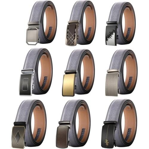 2022 Gray Belt For Men Leather Designer Luxury Brand Automatic Buckle Cowhide Casual Business Dress Belts High Quality B607