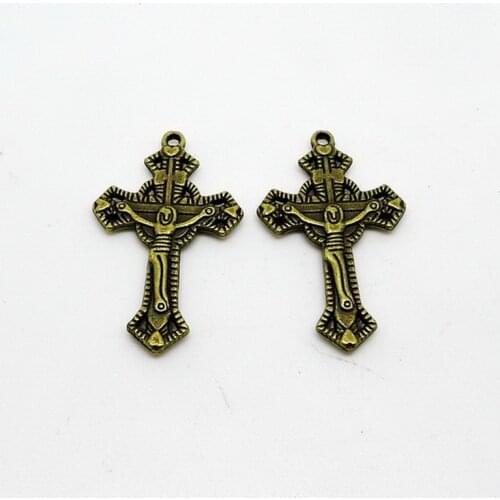 RONGQING 50pcs/lot Cross Charms 36x21mm Religion Rood Pendant Crucifix Metal Charms Bedels for Jewelry Making