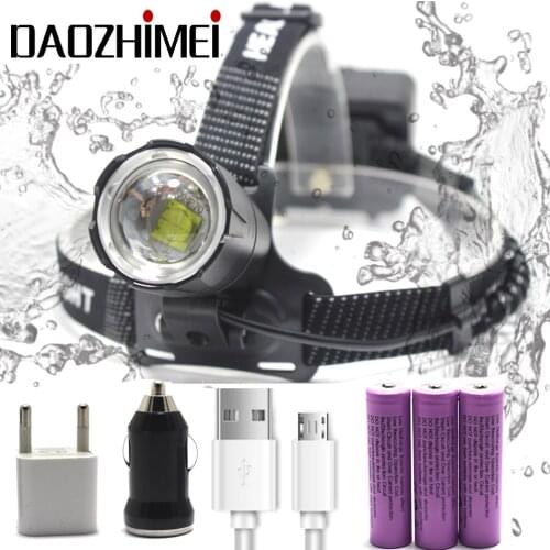 8000LM XHP70.2 Led headlamp 32W powerful USB Headlight zoom head lamp flashlight Lantern Use 3*18650 battery + USB