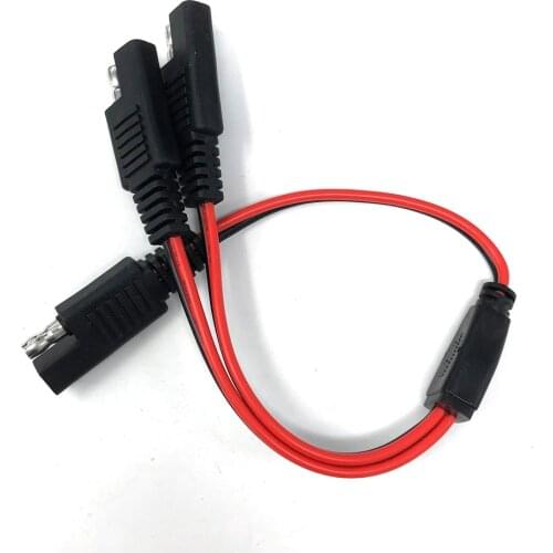 DIY 1 to 2 SAE Power Extension Cable Adapter Connector 2 Pin Quick Connect Disconnect Plug SAE Power Extension Cable 18AWG 300mm