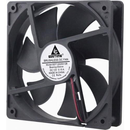 5 Pcs Gdstime 2Pin 2-Wire 120mm*120mm*25mm DC 12V Brushless Axial Flow Cooler PC Cooling Fan 120mm x 25mm 2000RPM 0.15A 12025