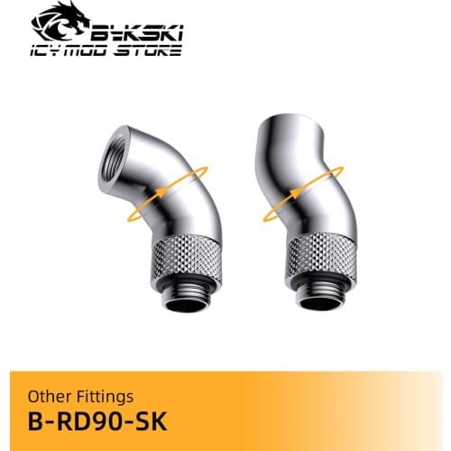 Bykski 90 Degree Rotary Fitting G1/4 Thread Adapter Rotating Water Cooler Metal Adaptor 360 Degree Rotatable Connector B-RD90-SK