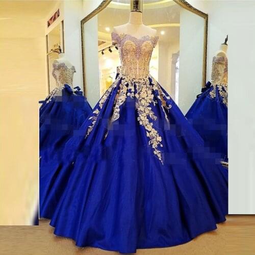 Royal Blue Evening Gown Sweetehart Evening Dresses Elegant Lace Evening Dress Long Party Gowns With Sleeves Robe De Soiree 2018