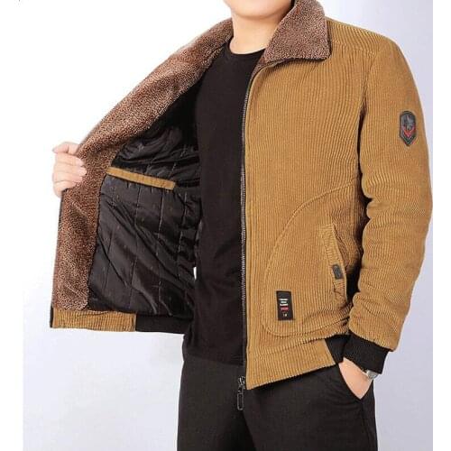 Winter Jacket Men Thick Warm Corduroy Cotton Parkas Men Casual Loose Turn Down Collar Multi Pockets parkas hombre invierno M-4XL