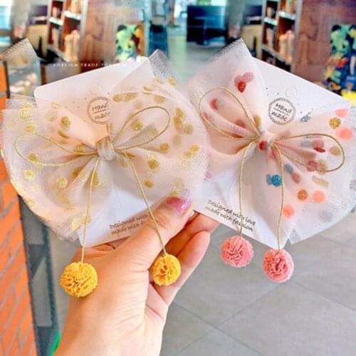 1Pcs Mini Tiara Cute Childrens Mesh Hair Accessories Korean Mesh Bow Childrens Hairpin Crown Princess Headdress BB Clip Gift