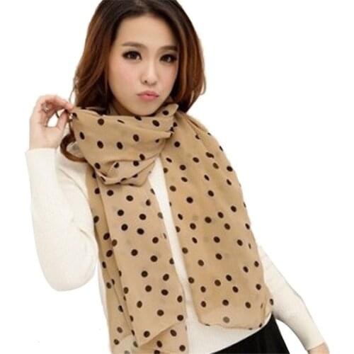 150*60cm Spring And Summer Scarf For Women New Stylish Girl Long Soft Silk Chiffon Scarf Wrap Polka Dot Shawl Scarve For Women