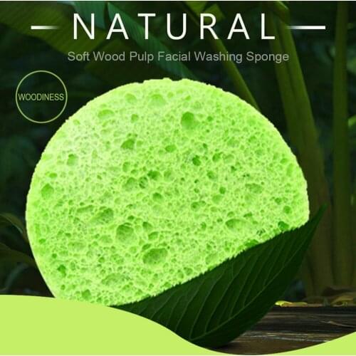 2Pcs/set Facial Washing Sponge Soft Wood Pulp Sponge Soft Cellulose Compress Cosmetic Puff Face Care Cleansing Makeup Tools