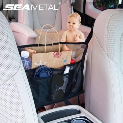 2-Layer Mesh Car Seat Back Net Pocket Pouch Seat Gap Organizer Pet/Kid Back Seat Barrier Auto Storage Bag Interior Accessories
