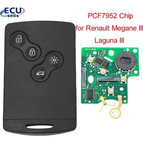 4 Buttons Smart Remote key Fob 433Mhz PCF7952 Chip For Renault Megane III Fluence Laguna III Scenic 2009-2015 433MHz