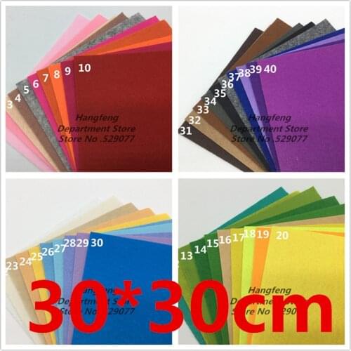 40pcs Non Woven Felt Fabric 1mm Square Polyester Cloth 30*30cm For Handmade Home Decoration Sewing Needlework Crafts Dolls Toys