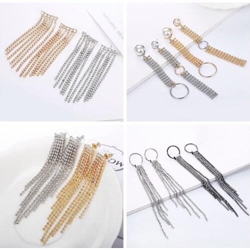 Promotions White & Gold Claw Chain Beads Chain Long Drop Earrings Women Jewelry Accessories Statements Top-rated E18600-002
