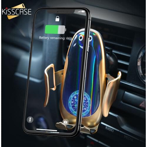 Kisscase Car Qi Wireless Charger For iPhone induction usb mount Automatic Clamping Fast Wirless Charging For iphone 11 Samsung