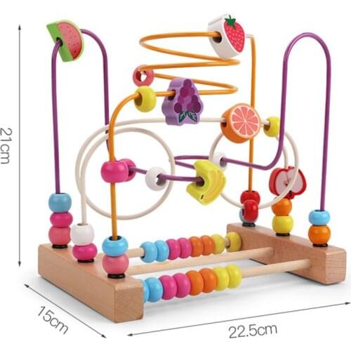 Bead Maze Toy for Toddlers Wooden Colorful Roller Coaster Educational Circle Toy J2HD