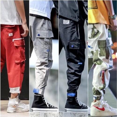 2021 Men Multi-pocket Harem Hip Pop Pants Trousers Streetwear Sweatpants Hombre Male Casual Fashion Cargo Pants Men