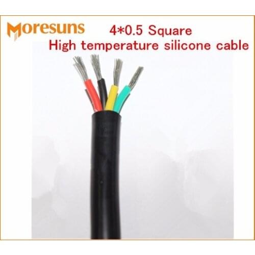 Fast Ship15M/lot 4*0.5 Square High temperature silicone cable/4 Core YGC high temperature resistant silicone soft wire and cable
