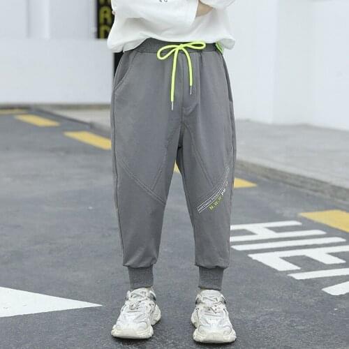 Kids Trousers Autumn New Baby Boys Korean Casual Sport Pants 2-9 Years Childrens Boy Fashion Letter Print Ankle Length Trousers