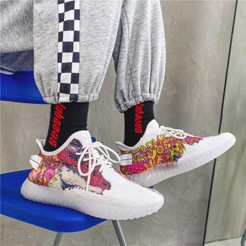 Mens Sports Shoes 2021 Summer Anime Shoes Running Cloth Pattern Handmade Outdoor Air One 1 Wear Resistant EVA vulcanize