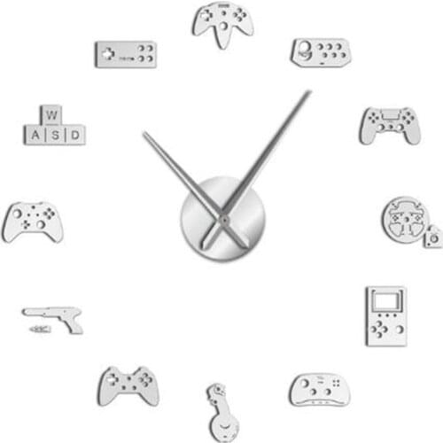 Game Controller Video DIY Big Wall Clock Joysticks Gamer Cool Man Gamepad Wallpapers Sticker Clocks Gaming Boys Room Home Decor