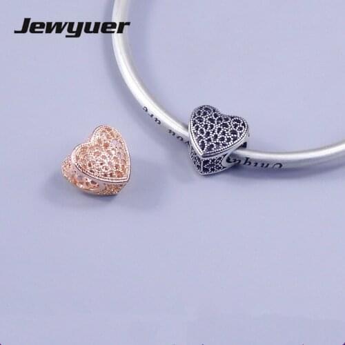 Valentines Day Collection Love Charm 925 Sterling Silver hearts charms Fit beads Bracelet DIY For Jewelry Making Memnon BE324