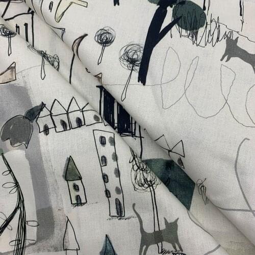 Beautiful 100% Cotton Fabric White Bottom Brief Strokes Pattern Digital Print Sewing Material DIY Home Patchwork Dress Clothing