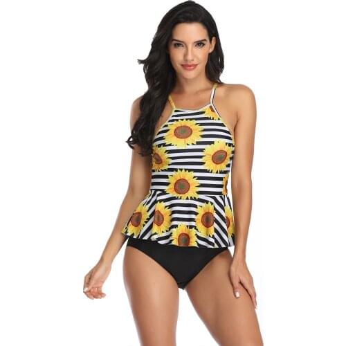 Keep Floral Print Bikinis Ladies Beach Style Casual Chest Pad Wire Free Swimming Suit for Women Strap Sleeveless One Piece Suits