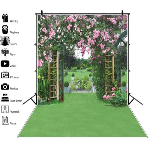 Spring Flowers Blossom Grassland Wedding Rural Photography Background Fence Baby Newborn Photophone Photo Backdrops Photo Studio