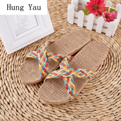 Men Sandals Slippers Shoes Flips Flops Summer Style Indoor Non-slip Male Fashion Platform Slides Ladies Hemp Flat Breathable