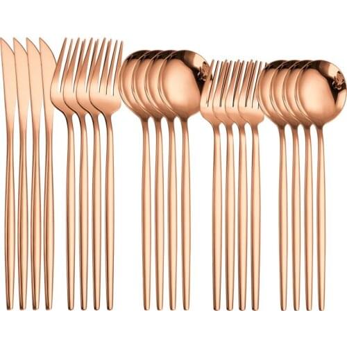 Stainless Steel Tableware Western Cutlery Set 20pcs Rose Gold Dinnerware Set Fork Spoon Knive Dinner Set Complete Dropshipping