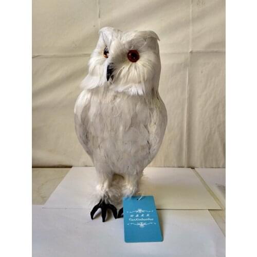 New simulation white owl model toy resin&fur owl model gift 28cm 0570