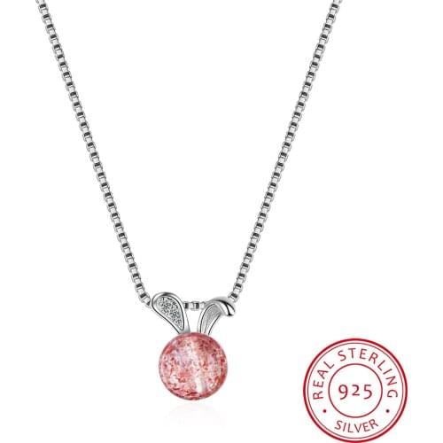 New Fashion Sweet Bunny Cute Animal 925 Sterling Silver Jewelry Exquisite Rabbit Crystal Temperament Pendant Necklaces H341