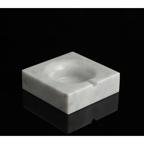 100% genuine Stone ashtray white marble ashtray black marble plate for ash 12x12x4cm