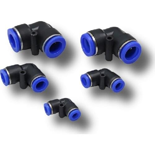 Pneumatic Fitting PV Air/Water Hose and Tube Push In Connector 4-16mm Plastic Pipe Hose Quick Connector Angle Adapter Plug 1PCS